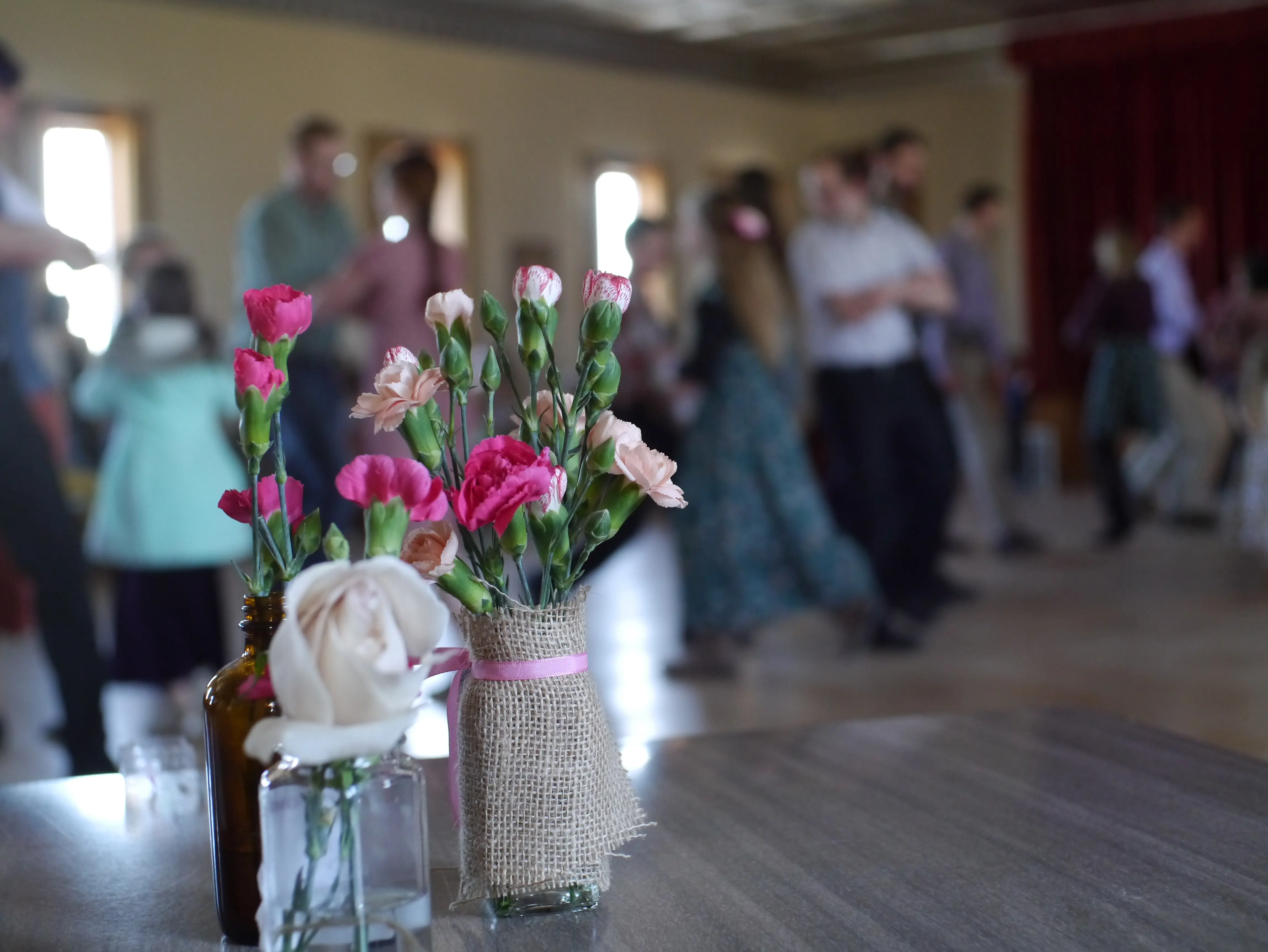 Flowers with line dance in the background